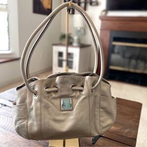 Tignanello Taupe Leather Shoulder Bag